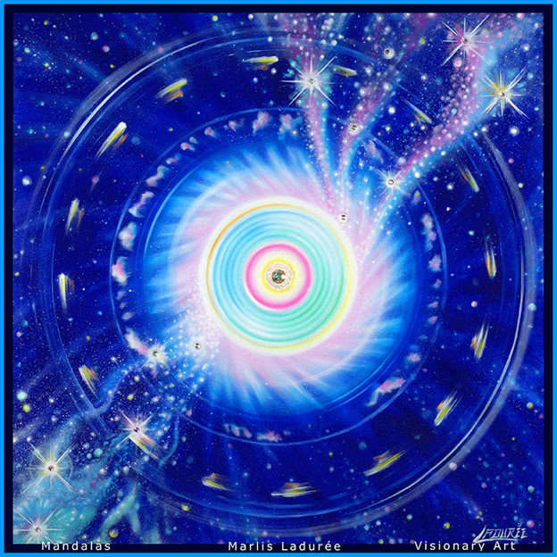 BUBBLE NEBULA 100 cm x 100 cm Glaze, oil on canvas Gold leave, crystals