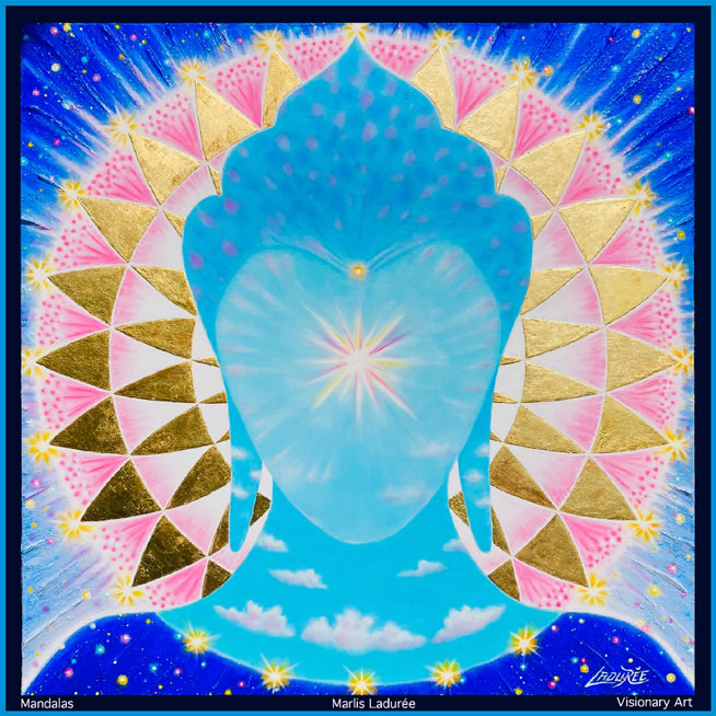 Shakyamuni Glaze, oil on canvas Gold leave 2020