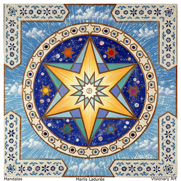 PASSAGE 180 cm x 180 cm Glaze, oil on canvas Gold leave, mosaic,  lapis lazulis, crystals