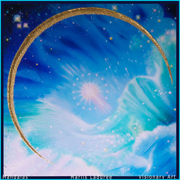 MAGELLANIC CLOUDS 100 cm x 100 cm Glaze, oil on canvas Gold leave