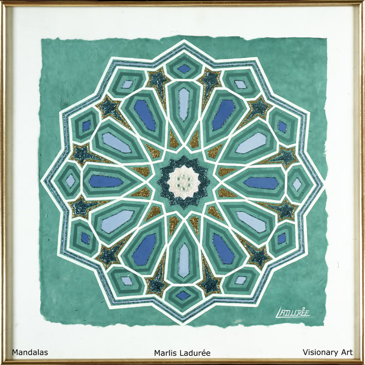 RIEGEL GARDIENNE DU NORD 60 cm x 60 cm Gouaches on Nepalese paper, rhinestones.