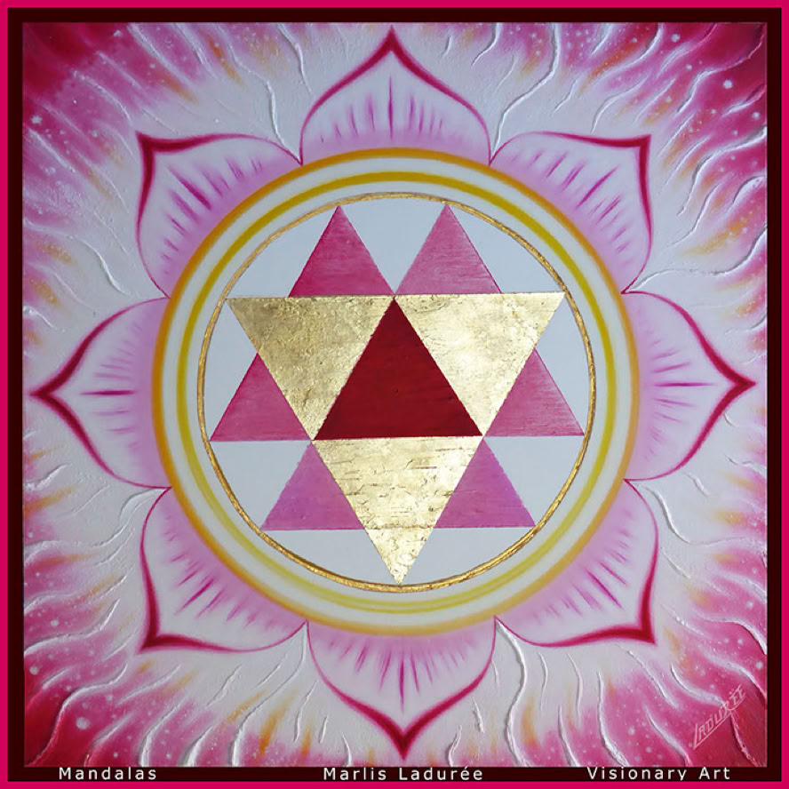 glaize, oil, gold leaves on canvas