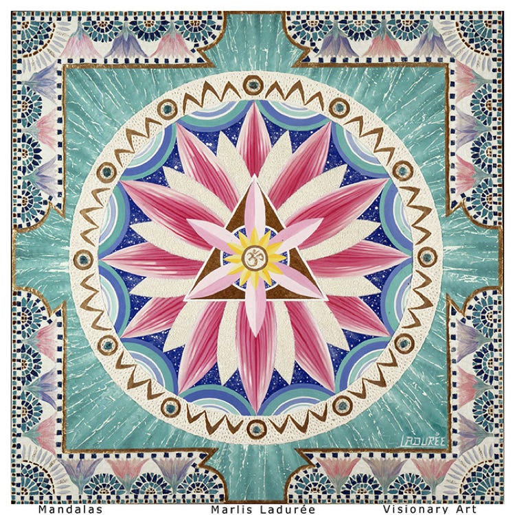 LOTUS DE NEFERTITI 100 cm x 100 cm Oil on canvas turqoise, mosaic