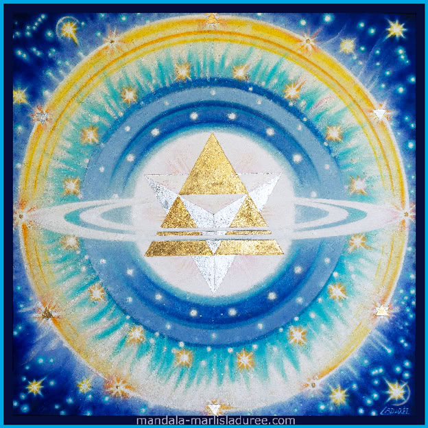 MERKABA 2 130 cm x 130 cm Glaze, oil on canvas Gold leave