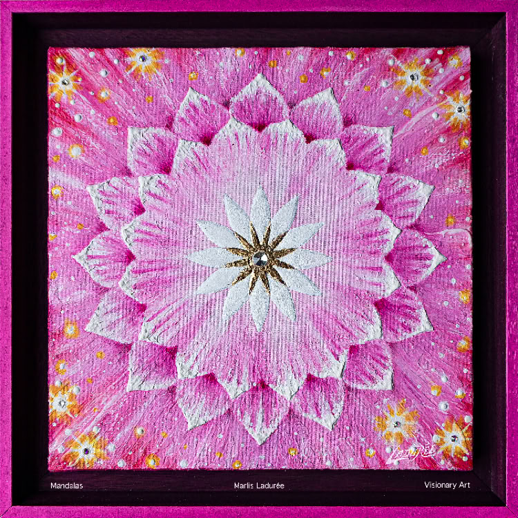 Mandala Rose Lotus 37 cm x 37 cm Oil on canvas crystal
