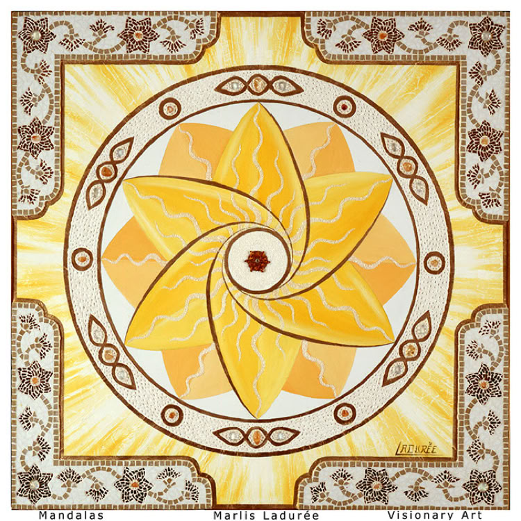 SURYA 100 cm x 100 cm Oil on canvas Mosaic, citrine