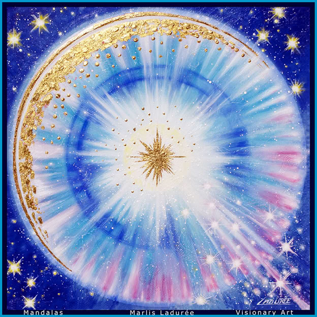 LA LUNA 60 cm x 60 cm Glaze, oil on canvas Gold leave