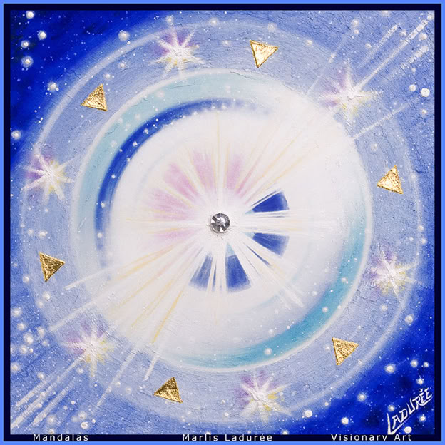 CONSTELLATION 60 cm x 60 cm Glaze, oil on canvas Gold leave, crystal