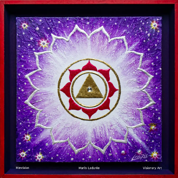 Violet Lotus mandala 37 cm x 37 cm Glaze, oil on canvas crystal